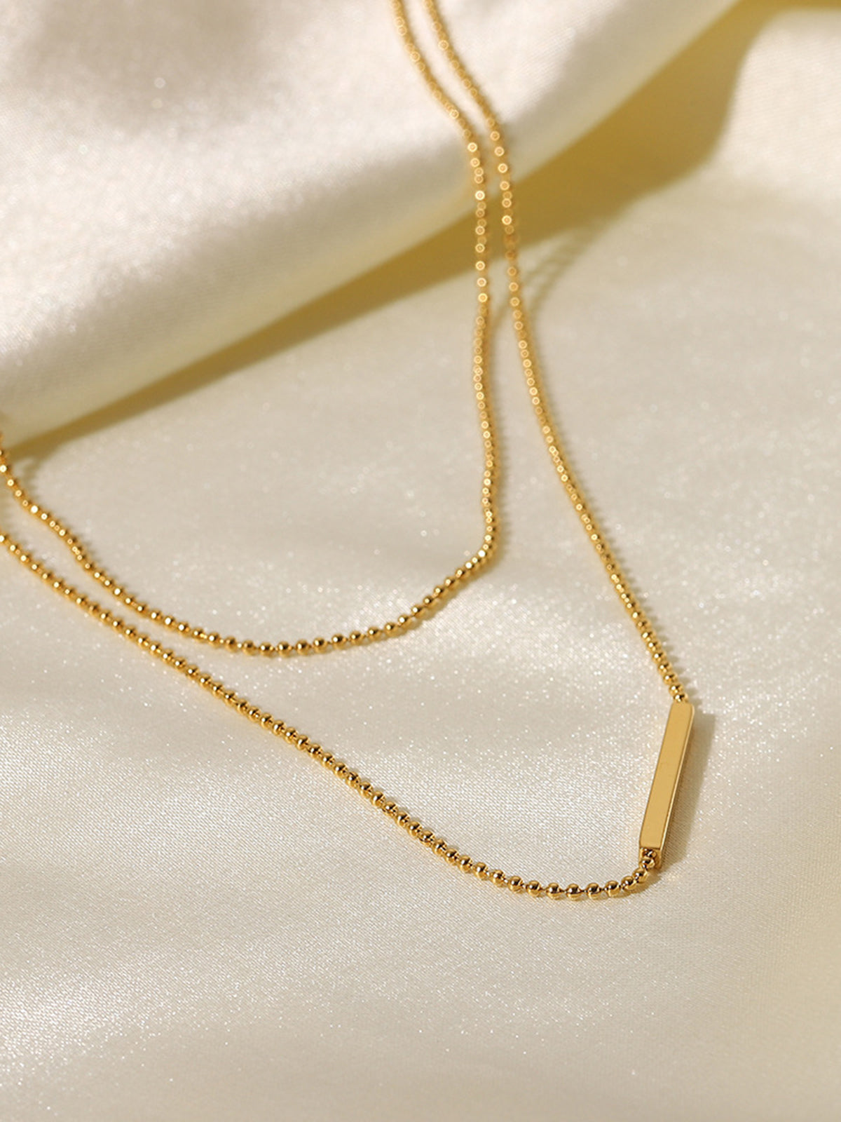 Double Layer Golden Drop Necklace-Chicvia