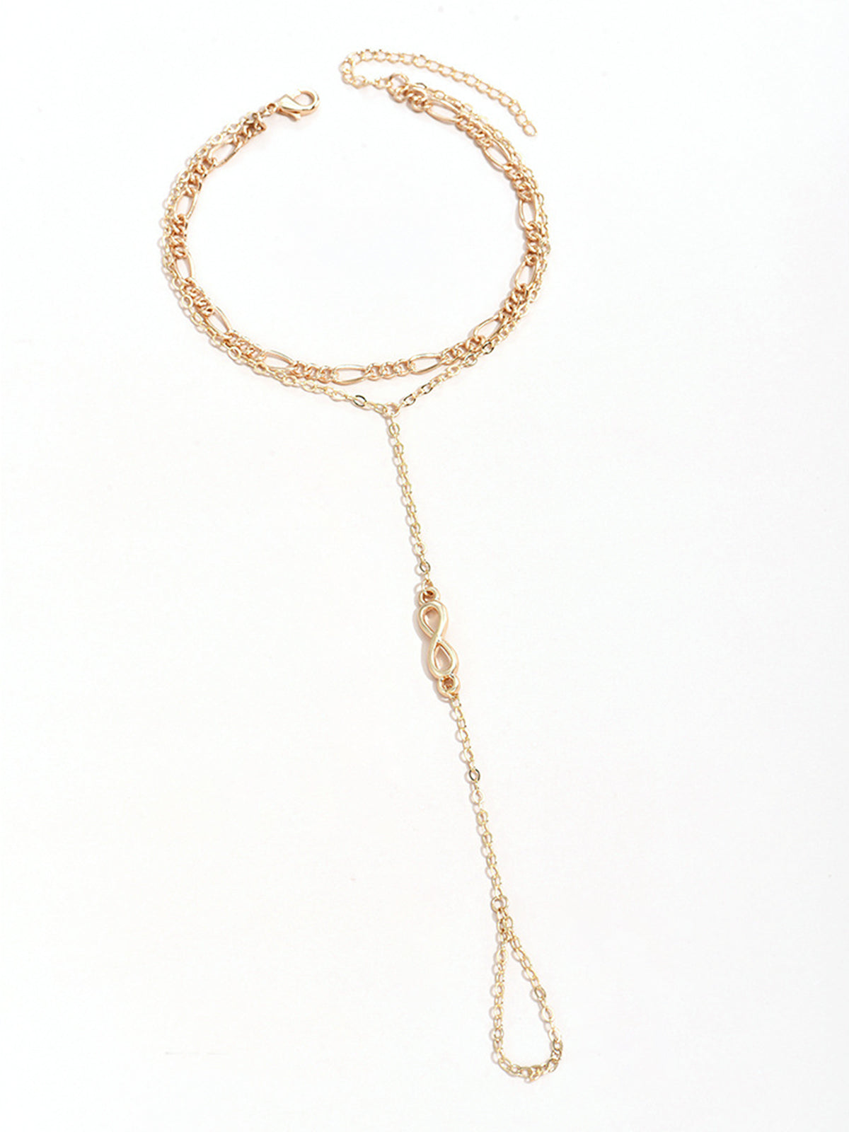 Golden Finger Ring Bracelet-Chicvia