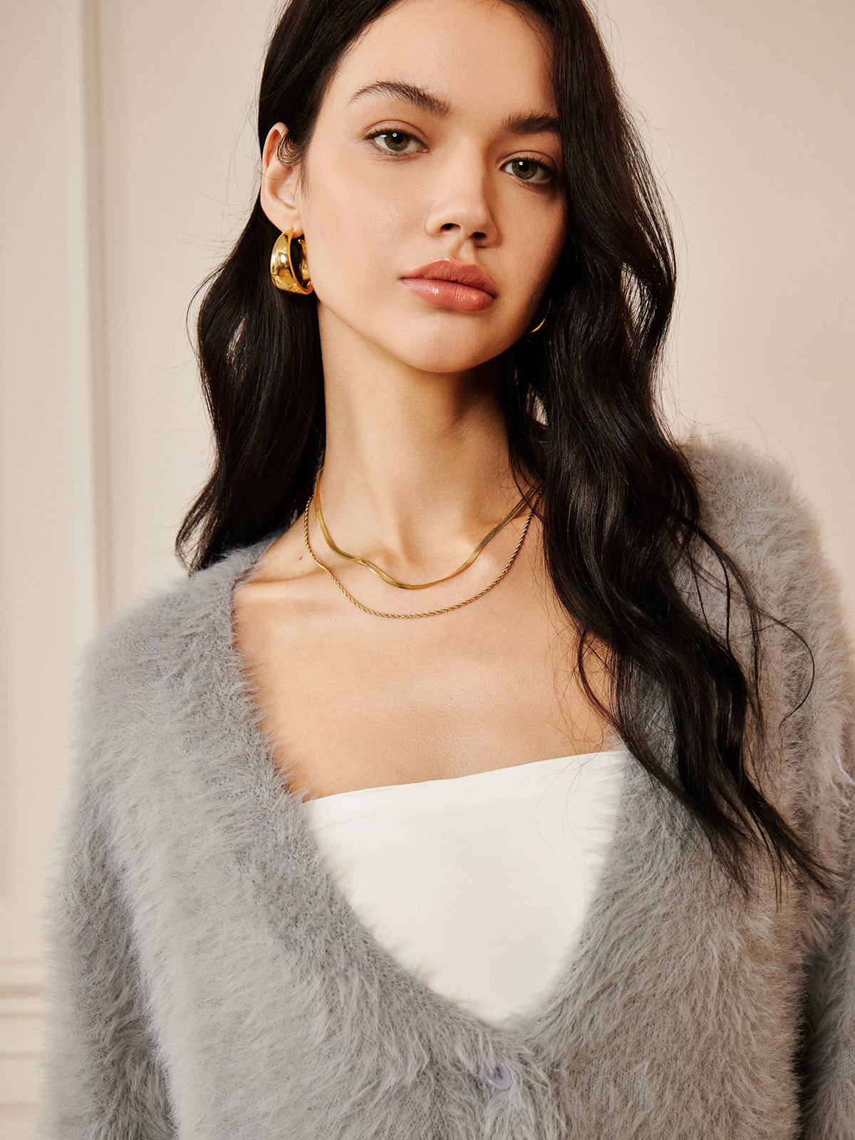 Oversize Furry Cardigan-Chicvia