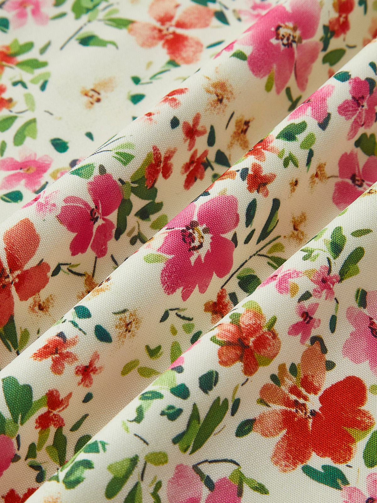 Floral Print Trim Cami Midi Dress-Chicvia