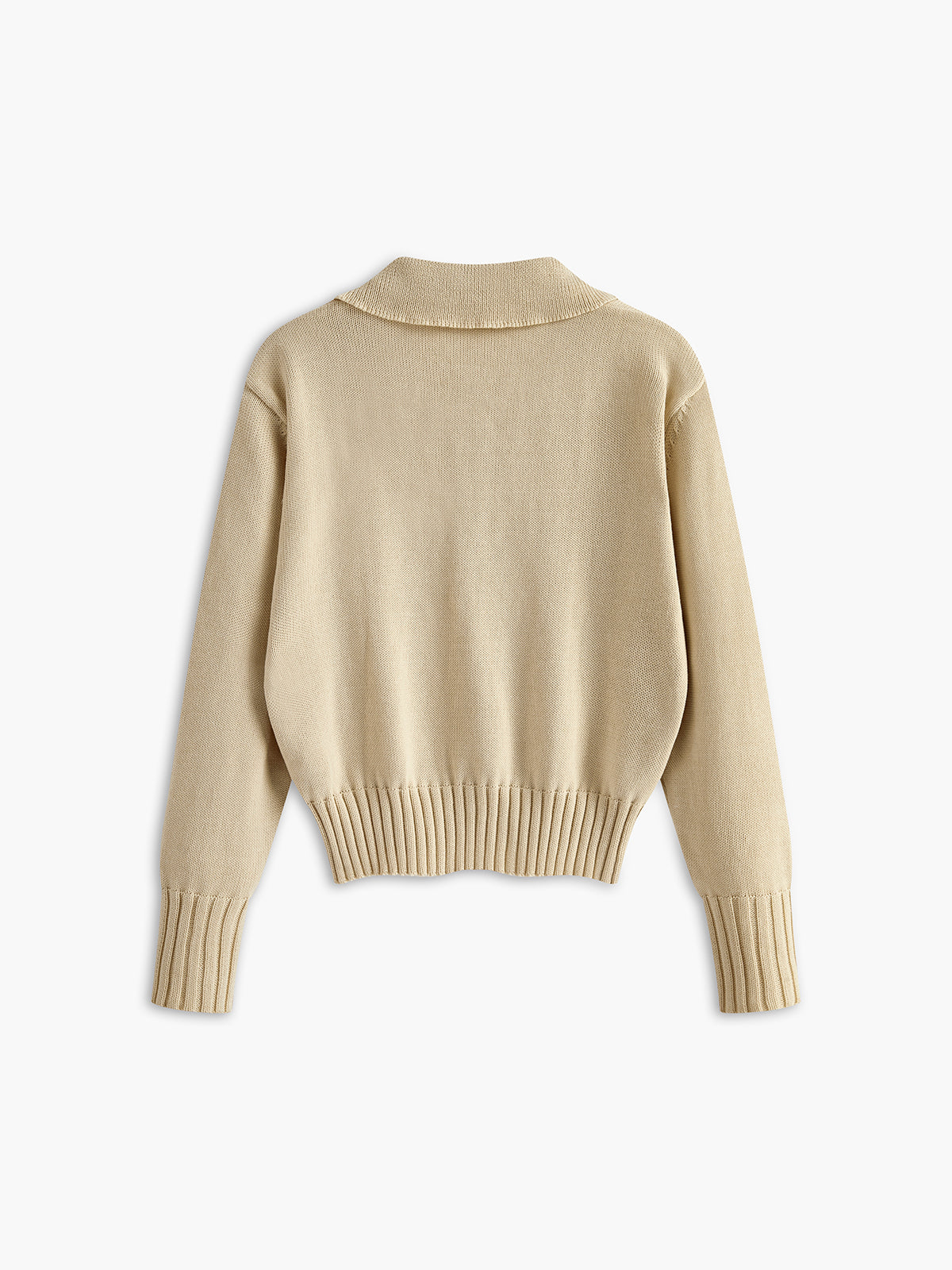 Lapel Ribbed Pullover Sweater-Chicvia
