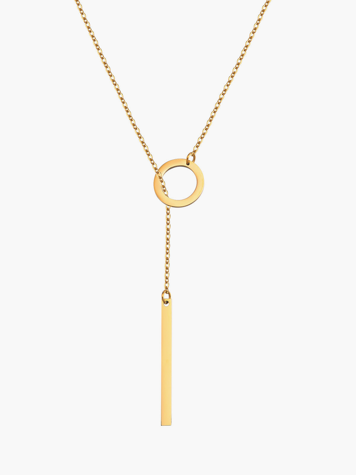 Golden Lariat Bar Y Necklace-Chicvia