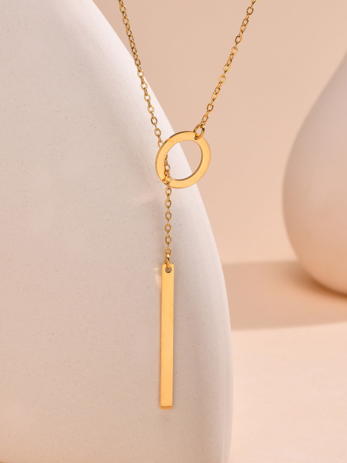 Golden Lariat Bar Y Necklace-Chicvia
