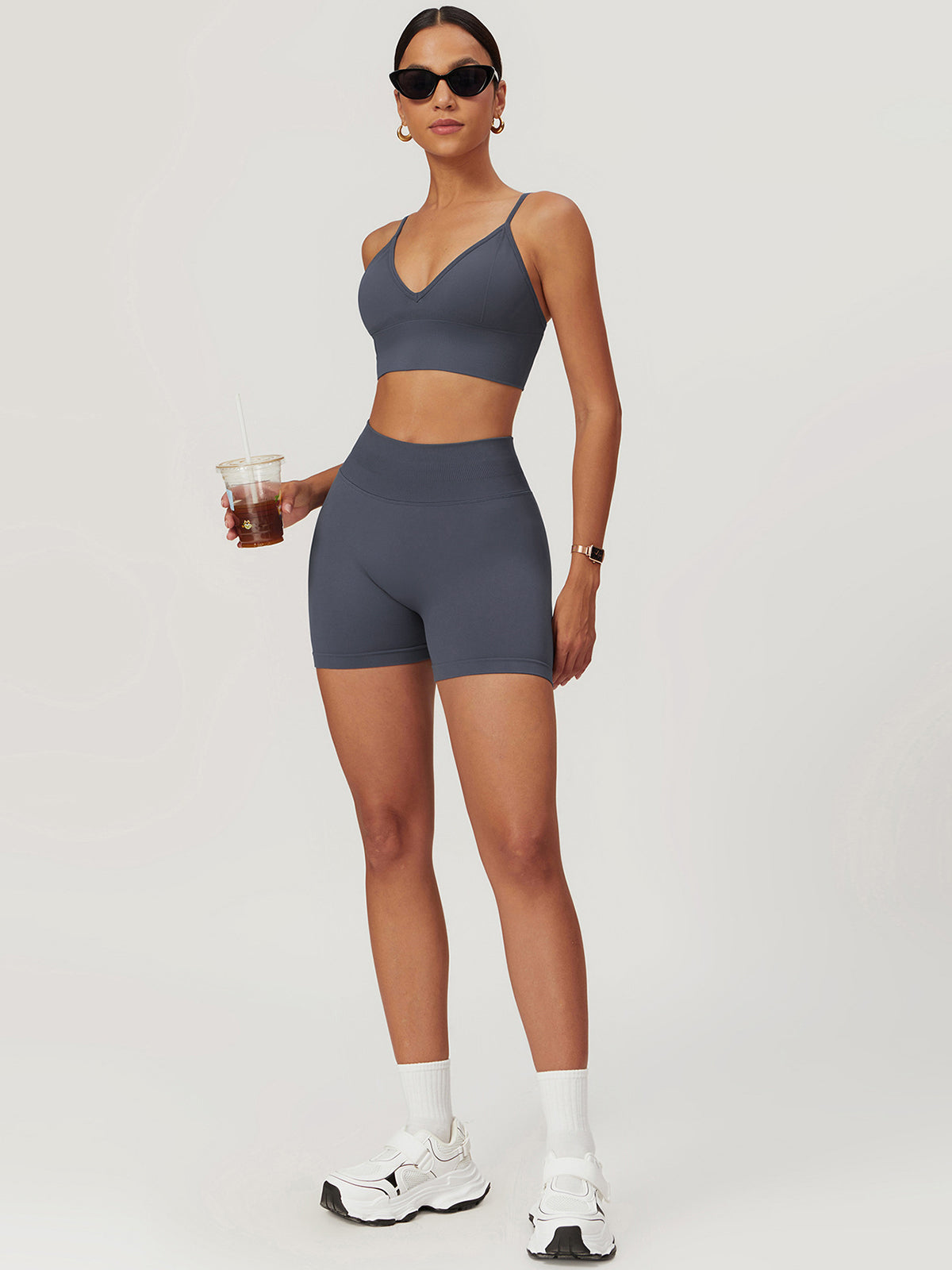 Hip-Lifting Yoga Shorts Set-Chicvia
