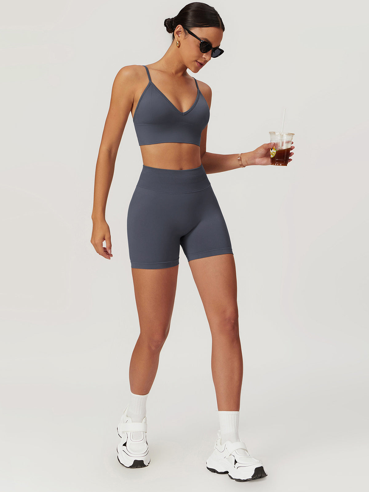Hip-Lifting Yoga Shorts Set-Chicvia