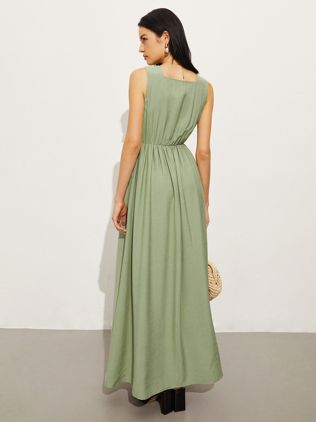 Cotton & Linen Pockets Polo Dress-Chicvia