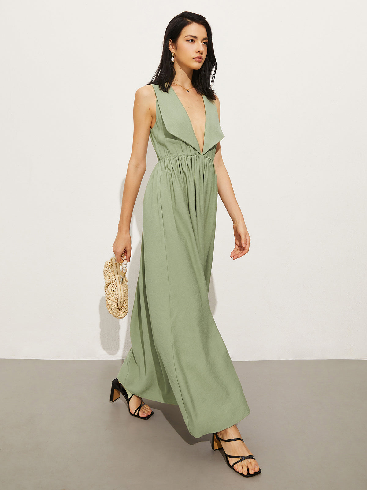 Cotton & Linen Pockets Polo Dress-Chicvia