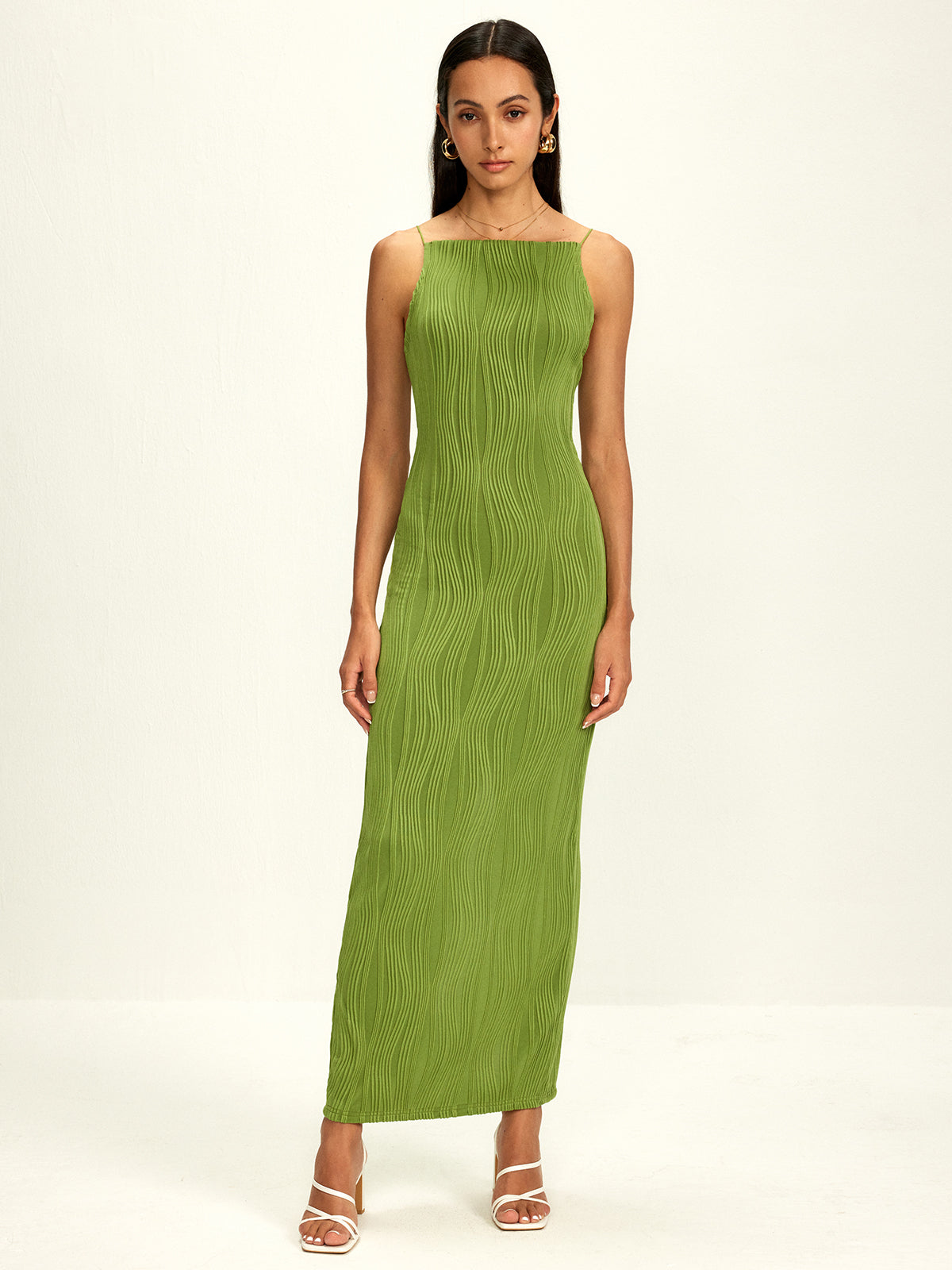 Ribbed Split Bodycon Cami Dress-Chicvia