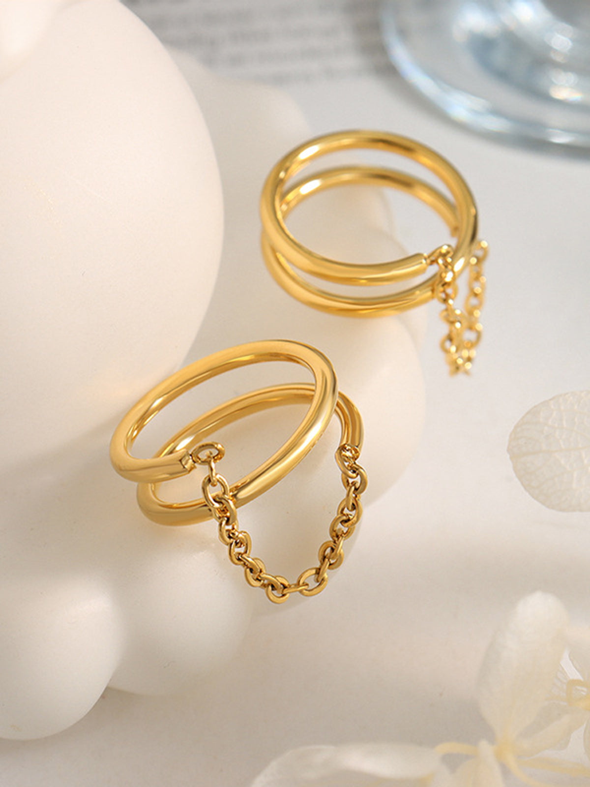 Double Layered Chain Decor Ring-Chicvia