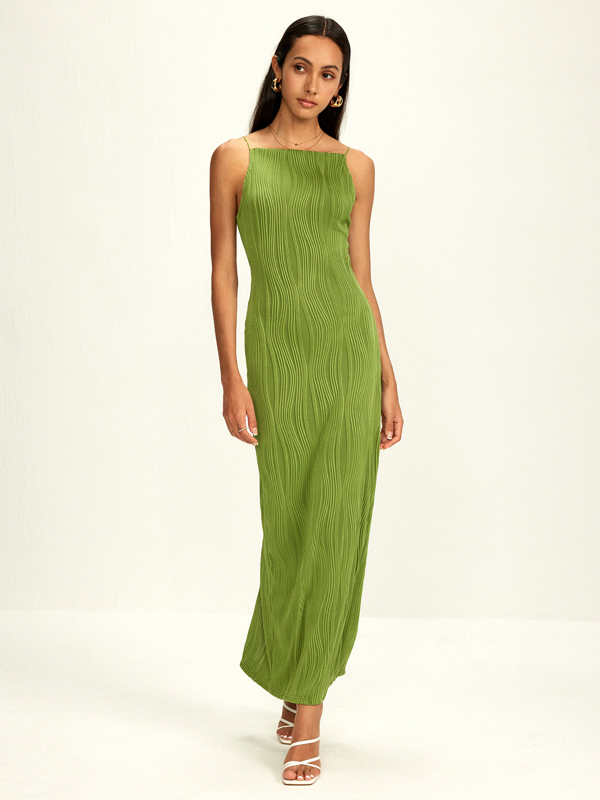 Ribbed Split Bodycon Cami Dress-Chicvia