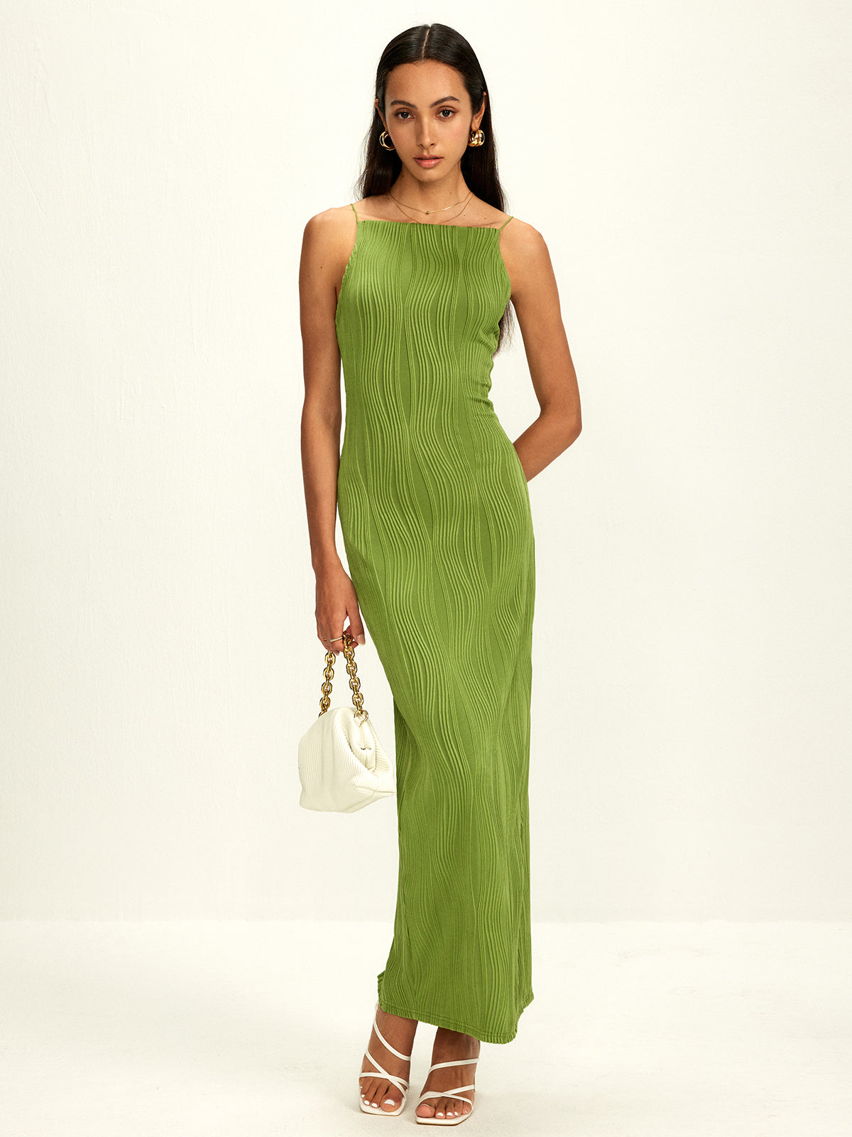 Ribbed Split Bodycon Cami Dress-Chicvia