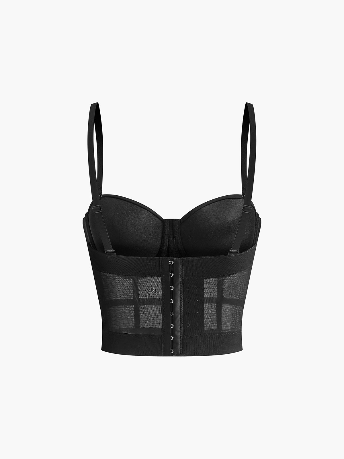 Mesh Sheer Piping Corset-Chicvia