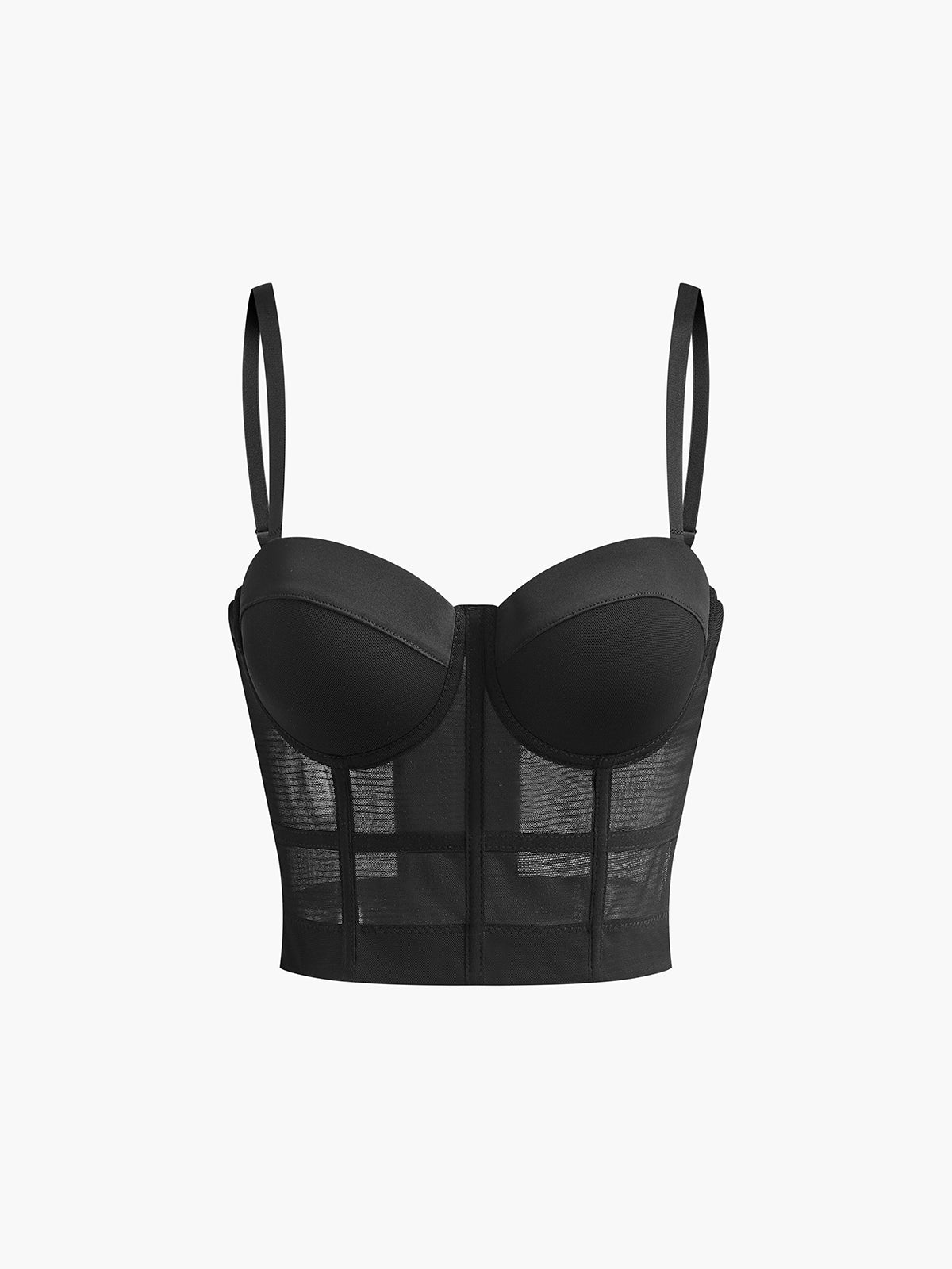 Mesh Sheer Piping Corset-Chicvia