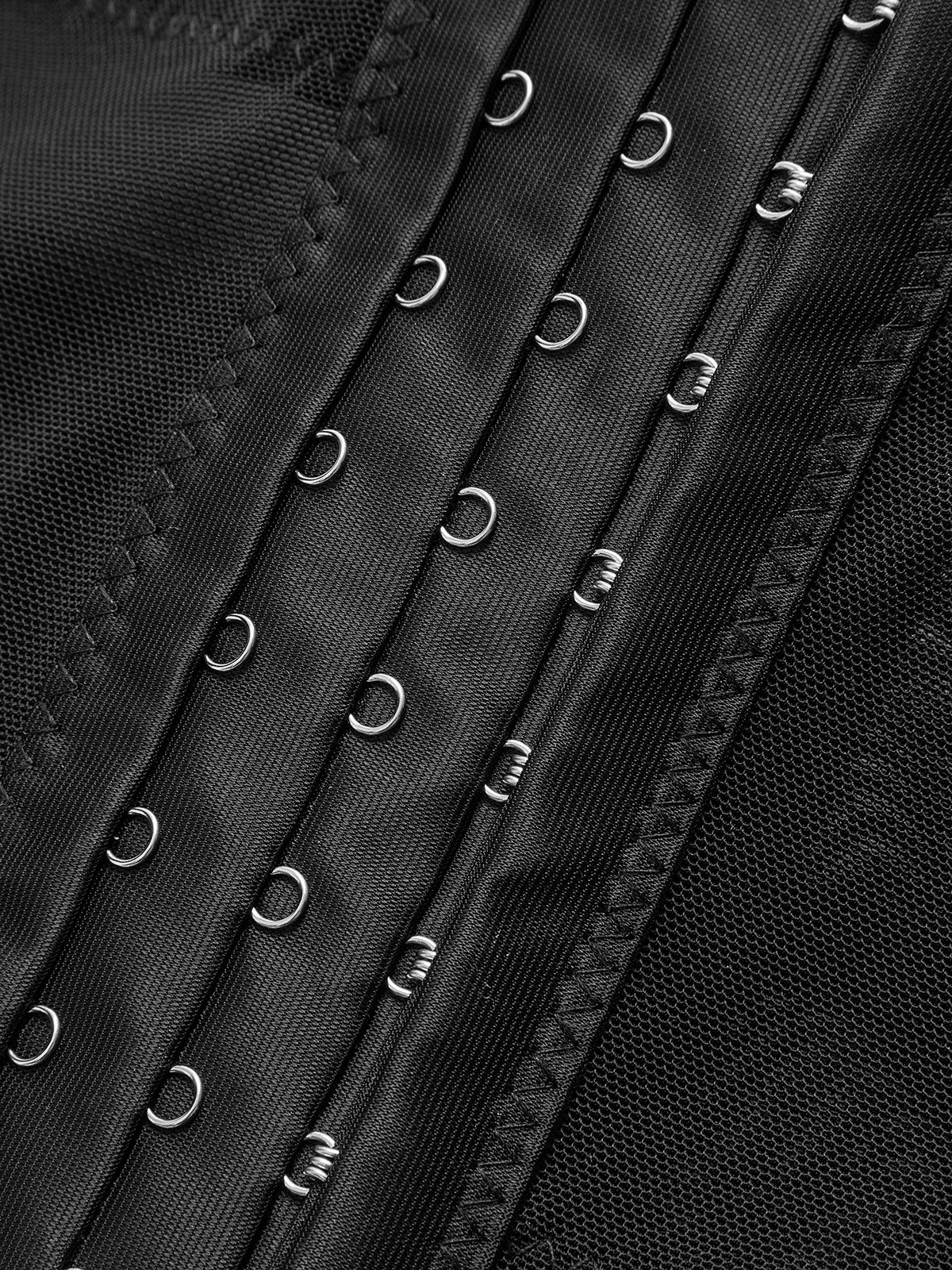 Mesh Sheer Piping Corset-Chicvia