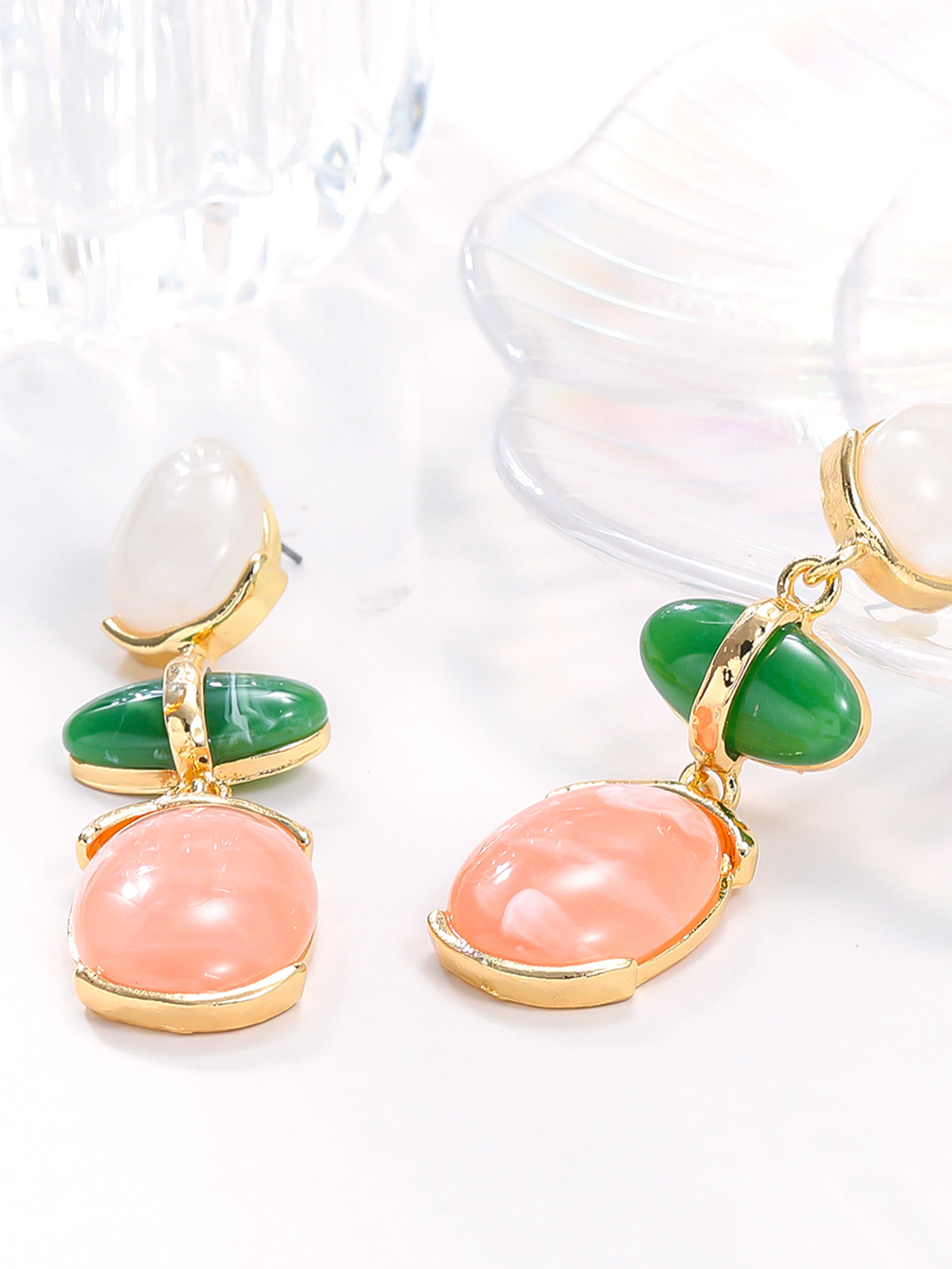 Colorful Rhinestone Pendant Earrings-Chicvia