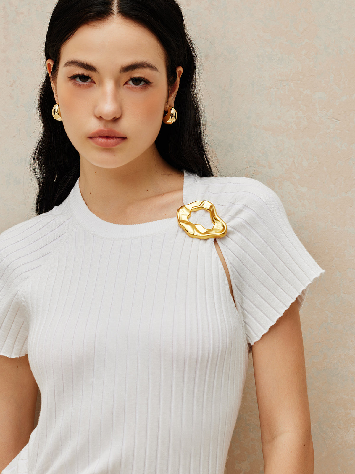 Metal Decoration Sweater Dress-Chicvia