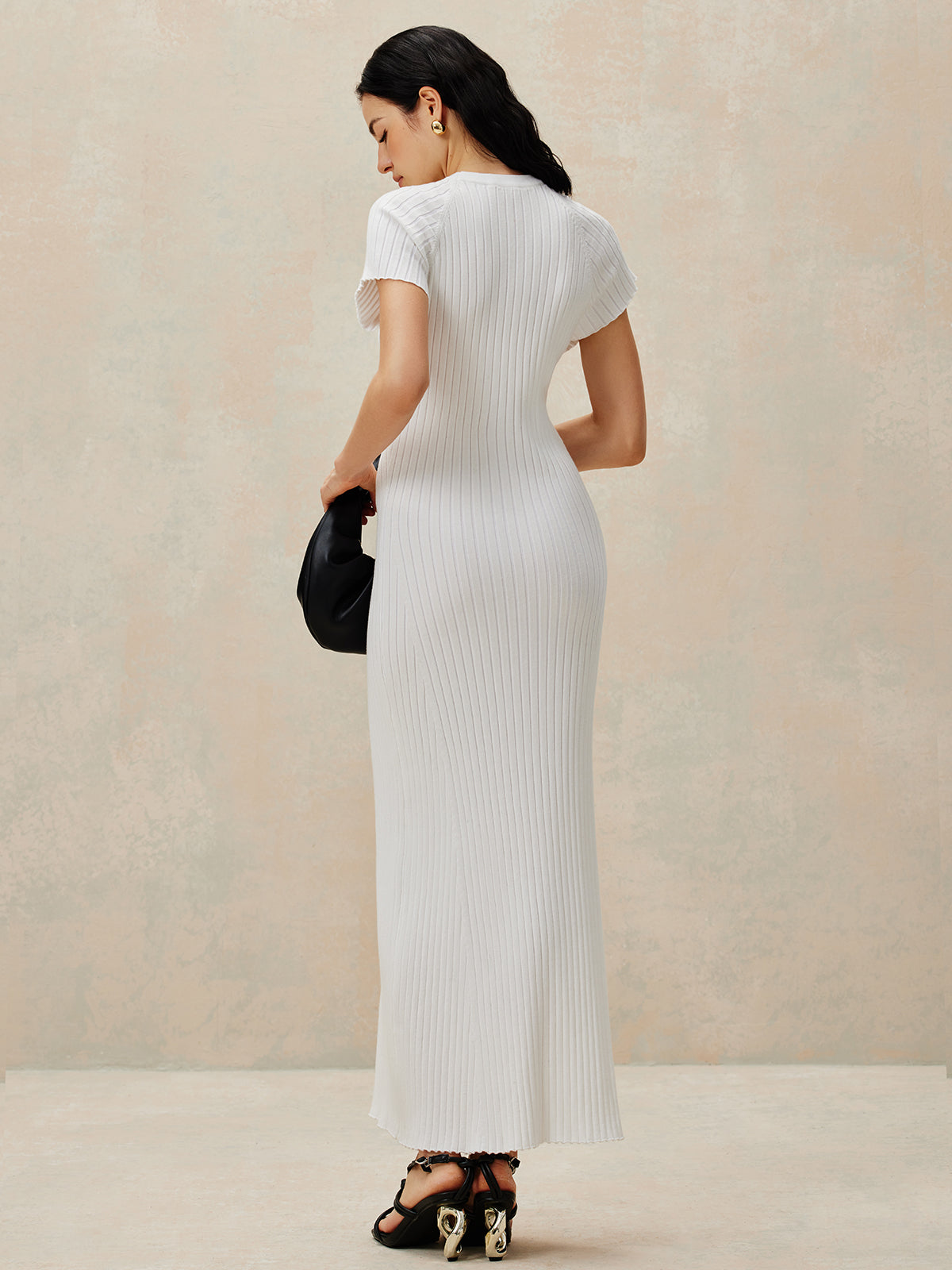 Metal Decoration Sweater Dress-Chicvia