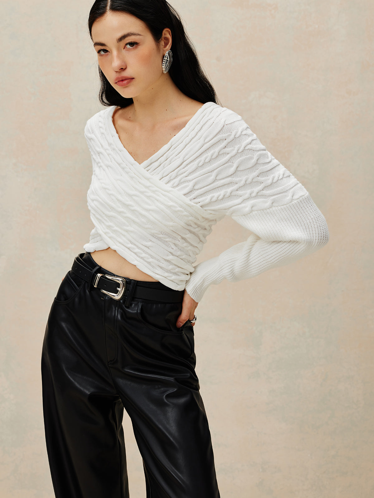 Criss Cross Crop Knit Top-Chicvia