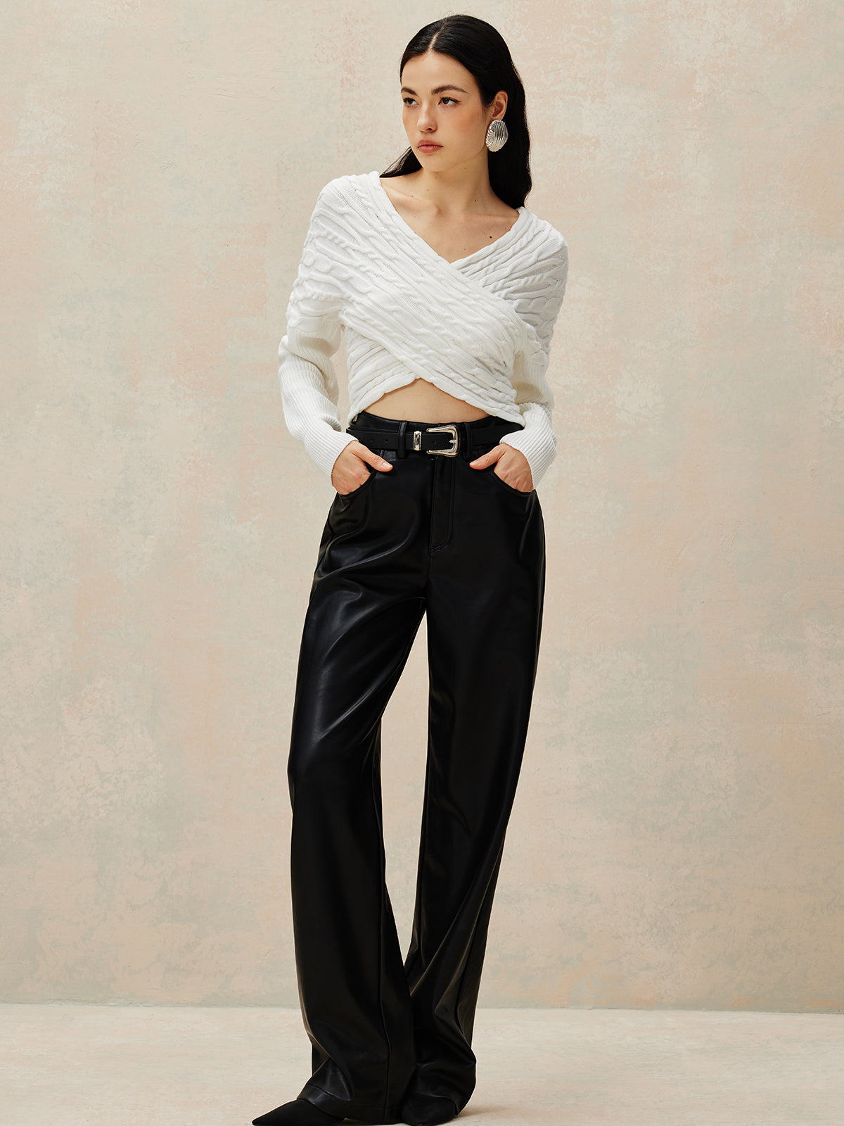 Criss Cross Crop Knit Top-Chicvia