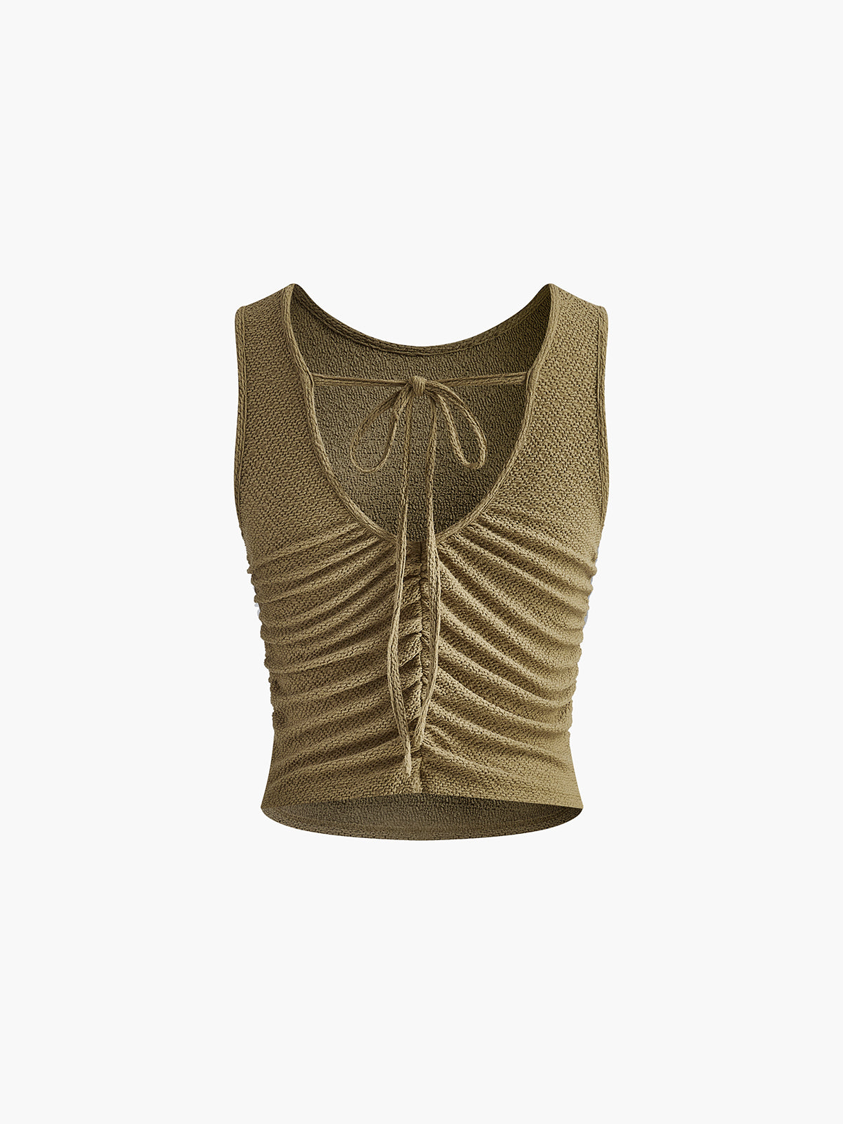 Pleated Tie Back Plisse Tank Top-Chicvia