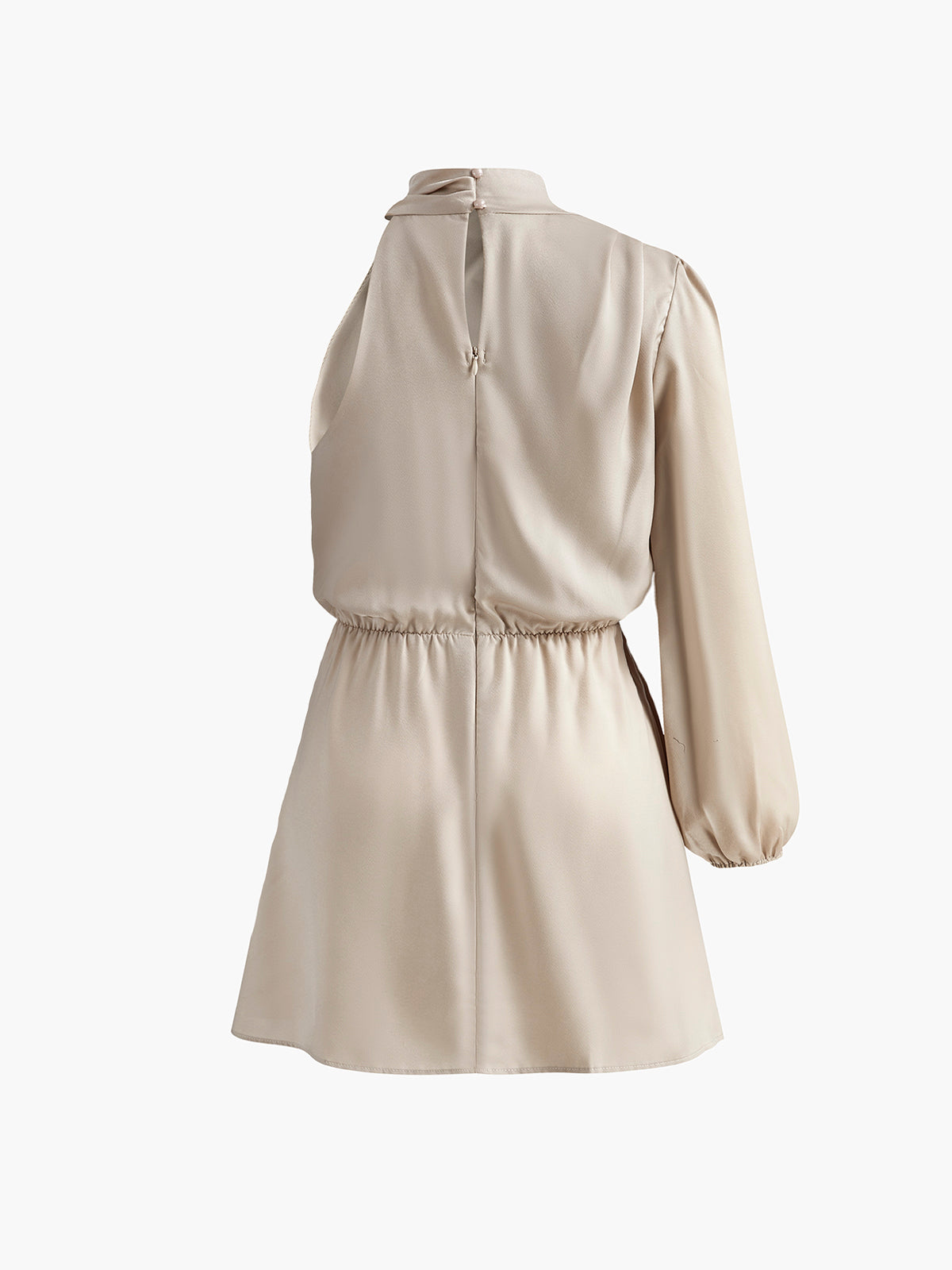 One Sleeve Pleated Draped Dress-Chicvia