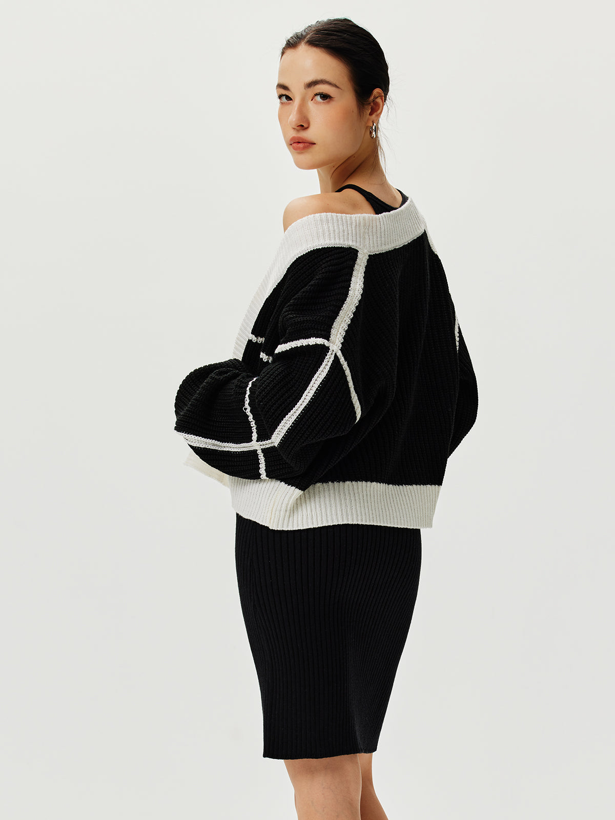 Color Block Versatile Knit Cardigan-Chicvia