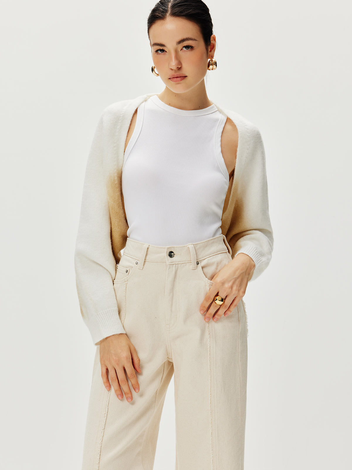 Oversized Gradient Knit Outerwear-Chicvia