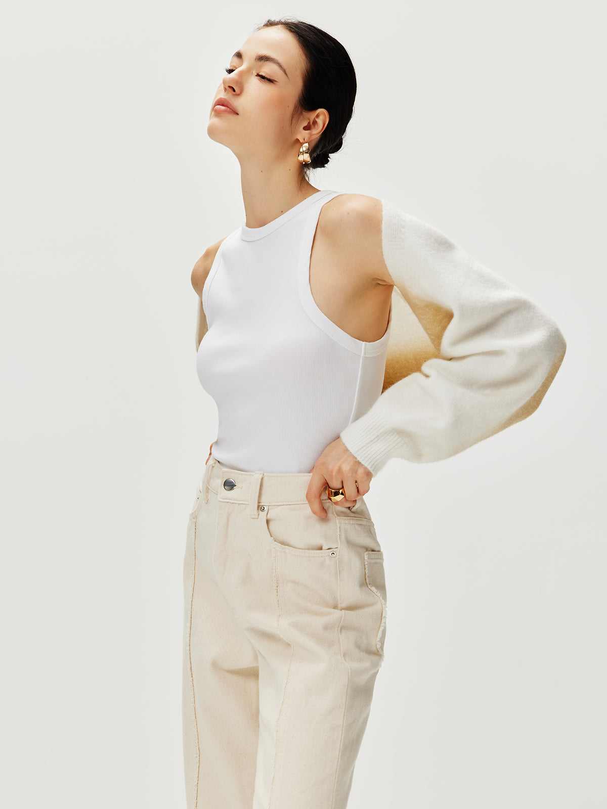 Oversized Gradient Knit Outerwear-Chicvia