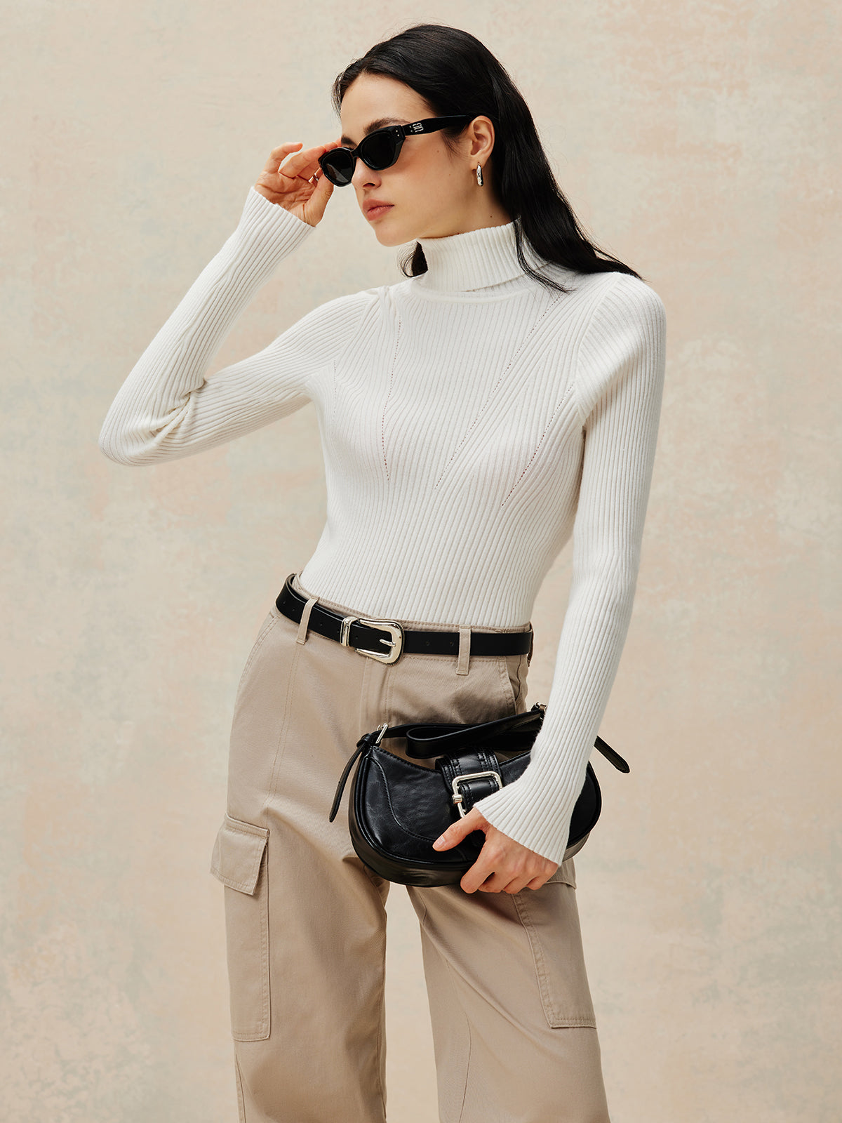 Open Back Knit Pullover Sweater-Chicvia