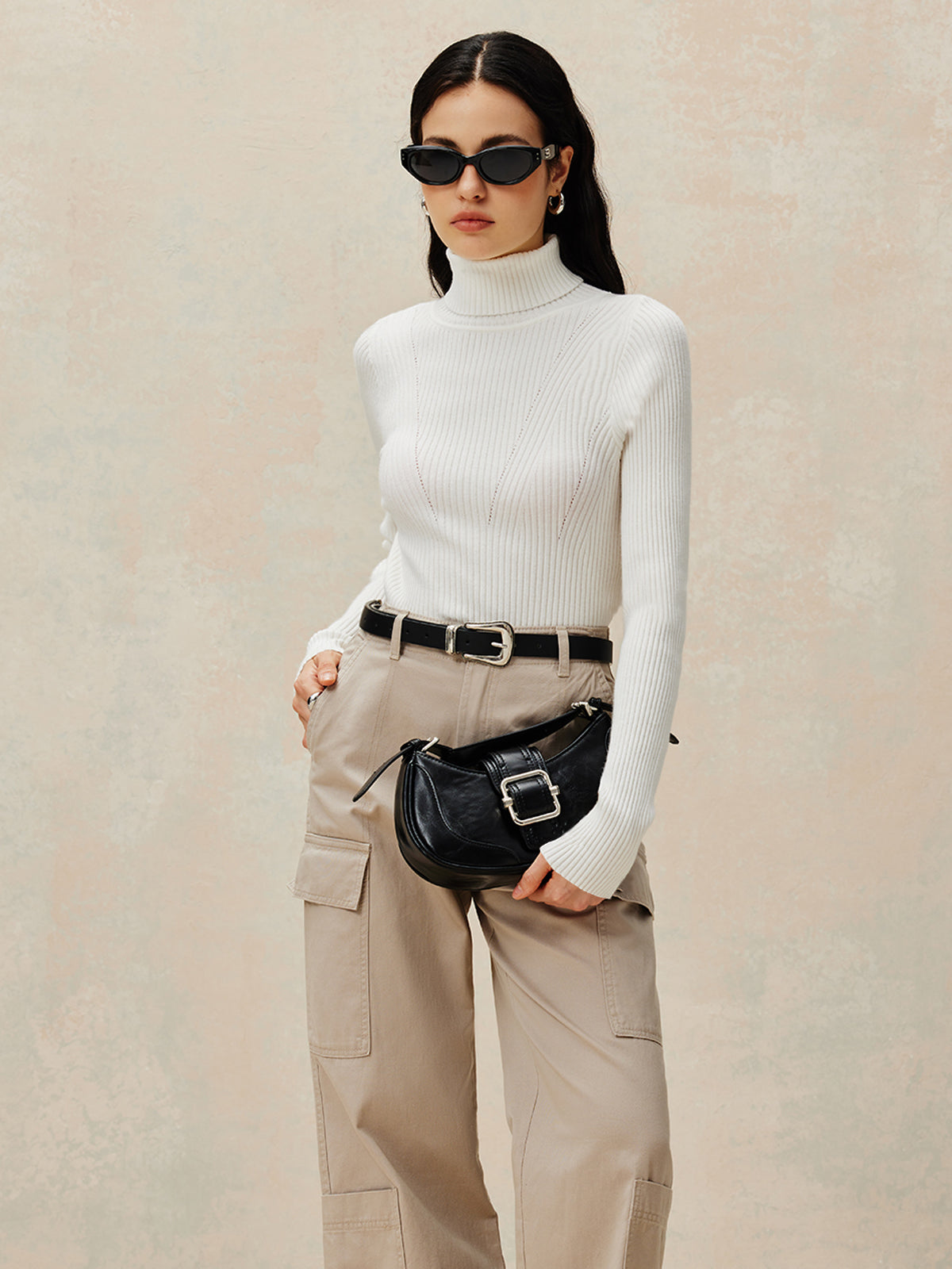 Open Back Knit Pullover Sweater-Chicvia