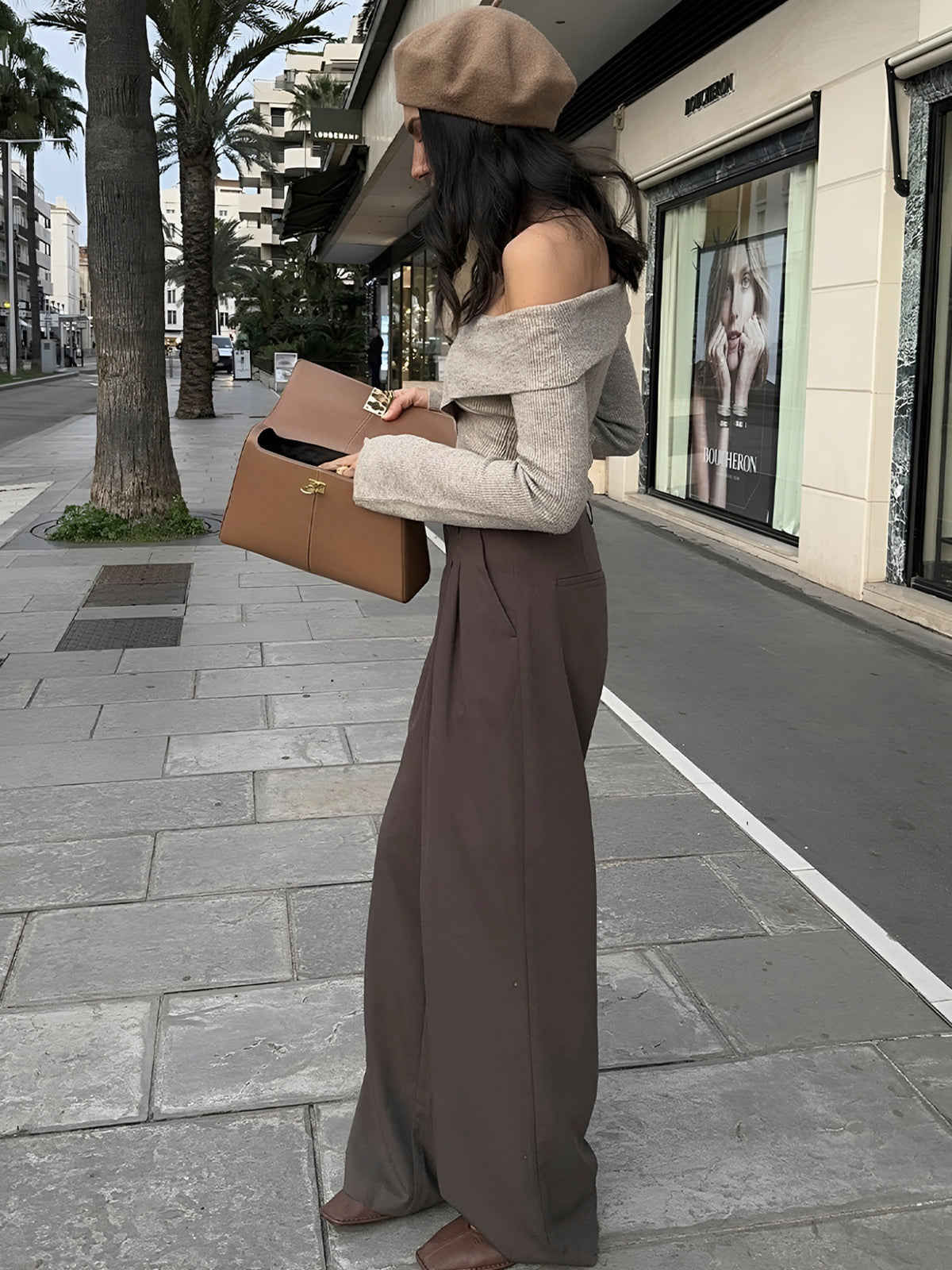 Ribbed Off Shoulder Sweater-Chicvia