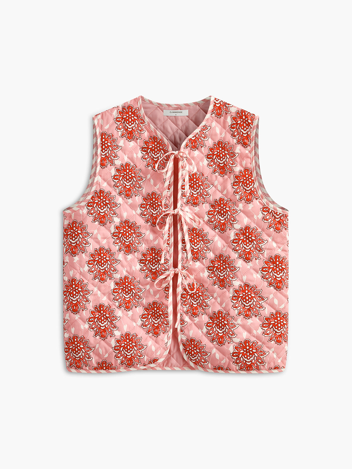 Nuboheme Printed Tie Front Vest-Chicvia