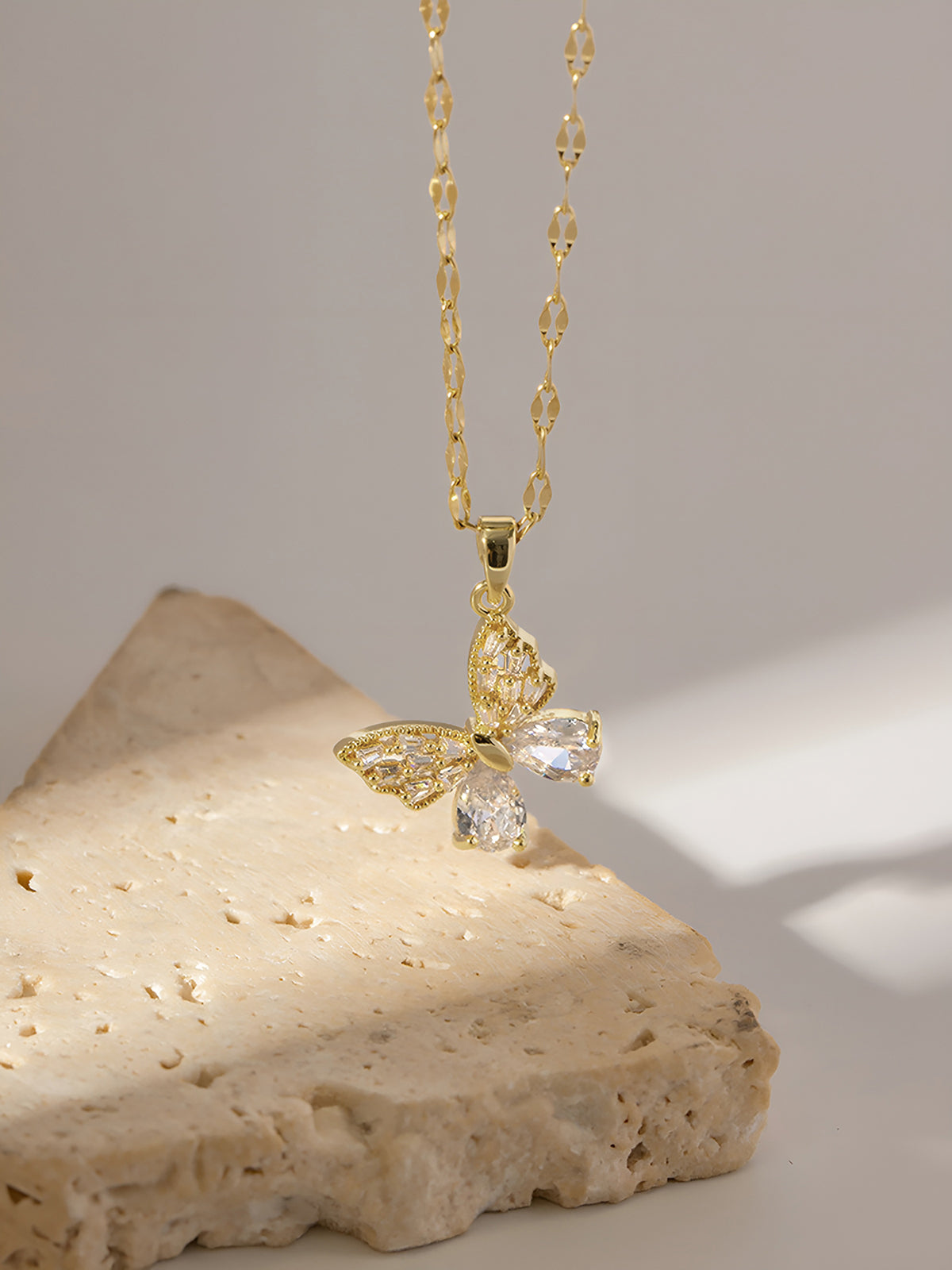 Golden Radiance Butterfly Necklace-Chicvia