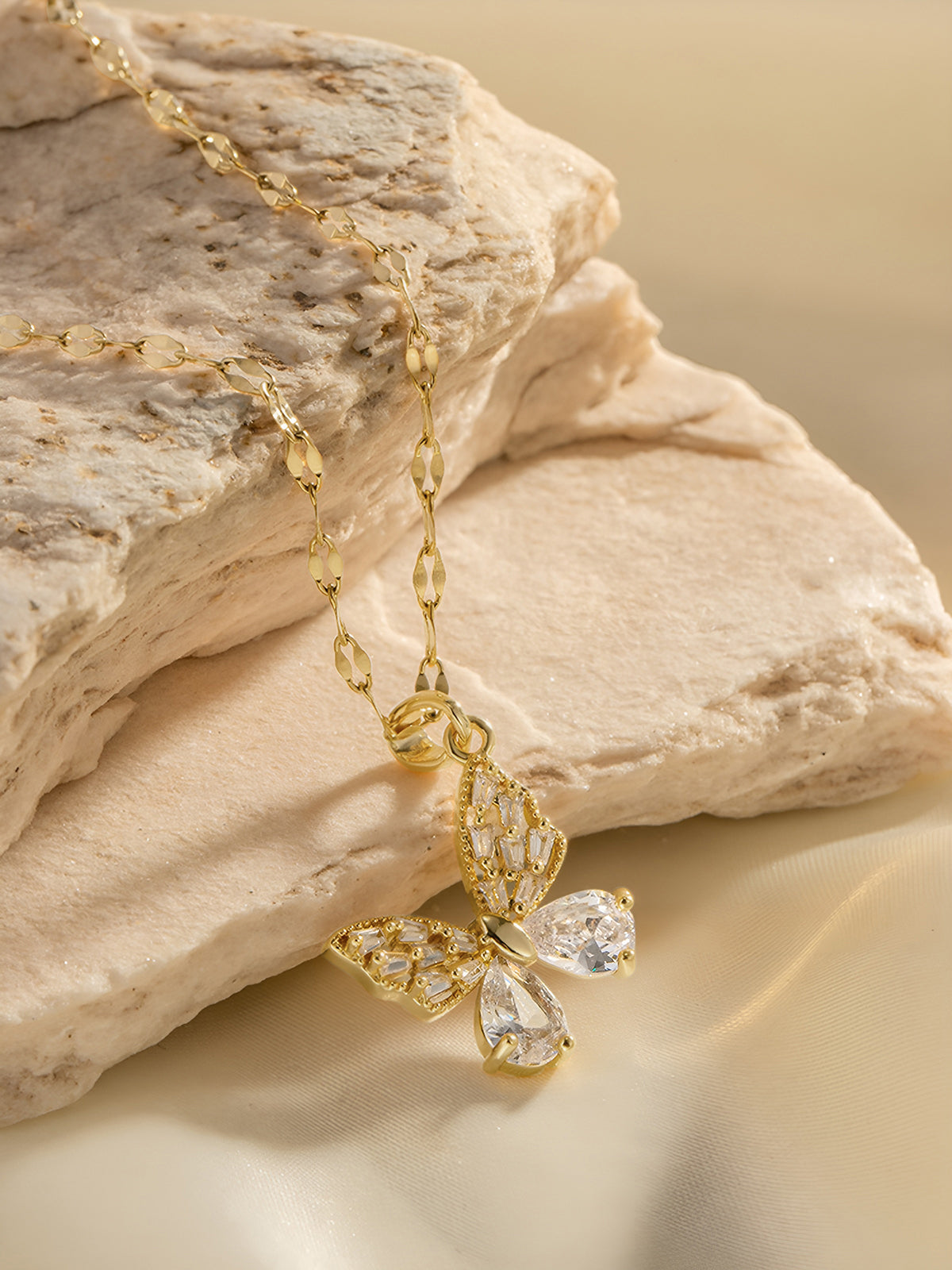 Golden Radiance Butterfly Necklace-Chicvia