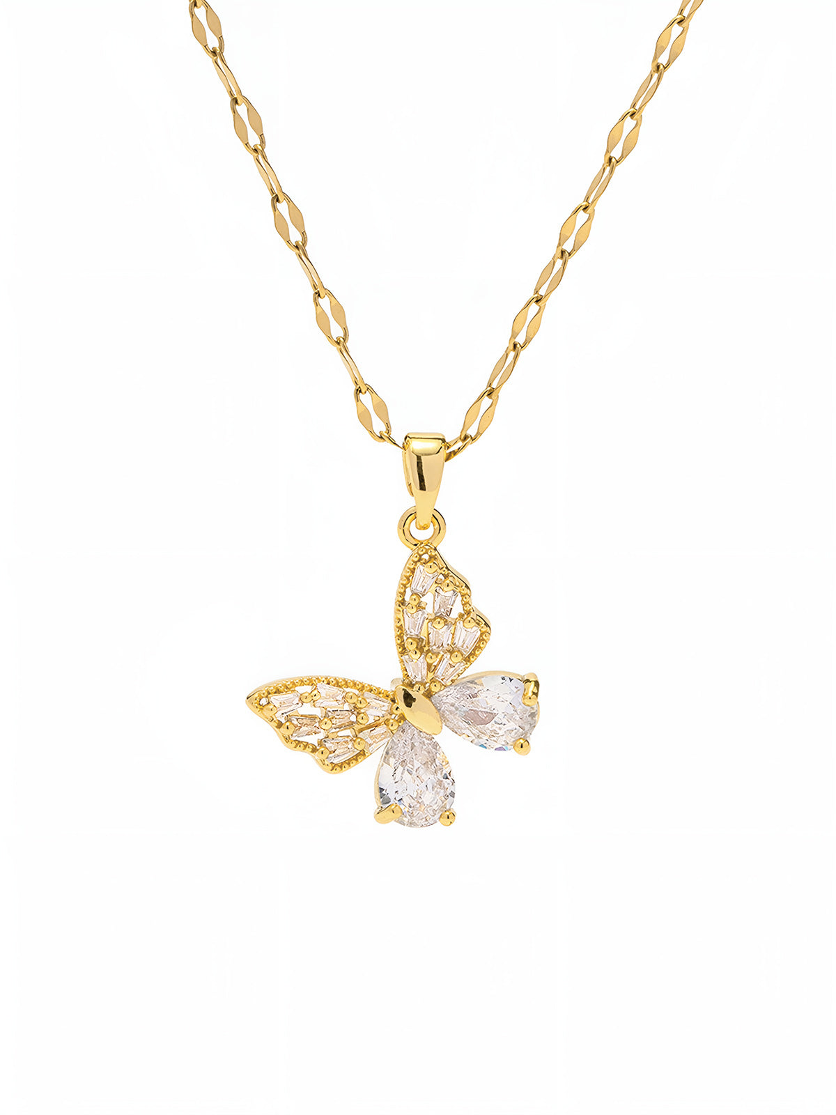 Golden Radiance Butterfly Necklace-Chicvia