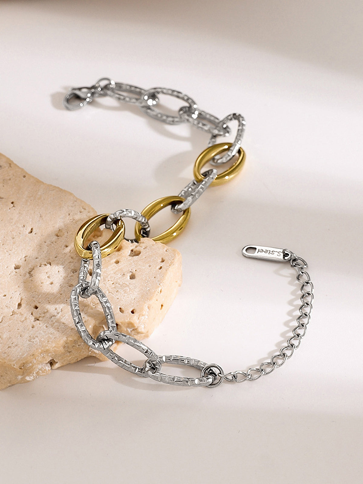 Golden & Silver Link  Bracelet-Chicvia