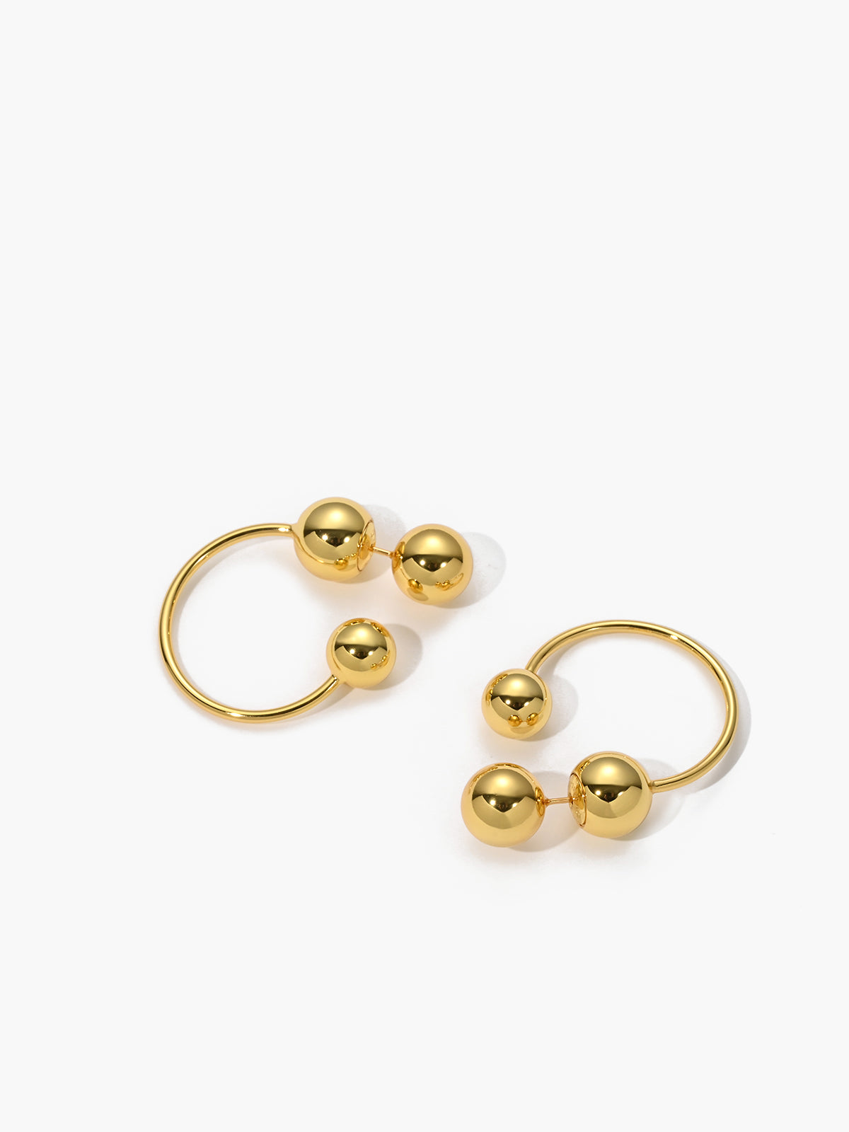 Golden Ball Stud Hoop Earrings-Chicvia
