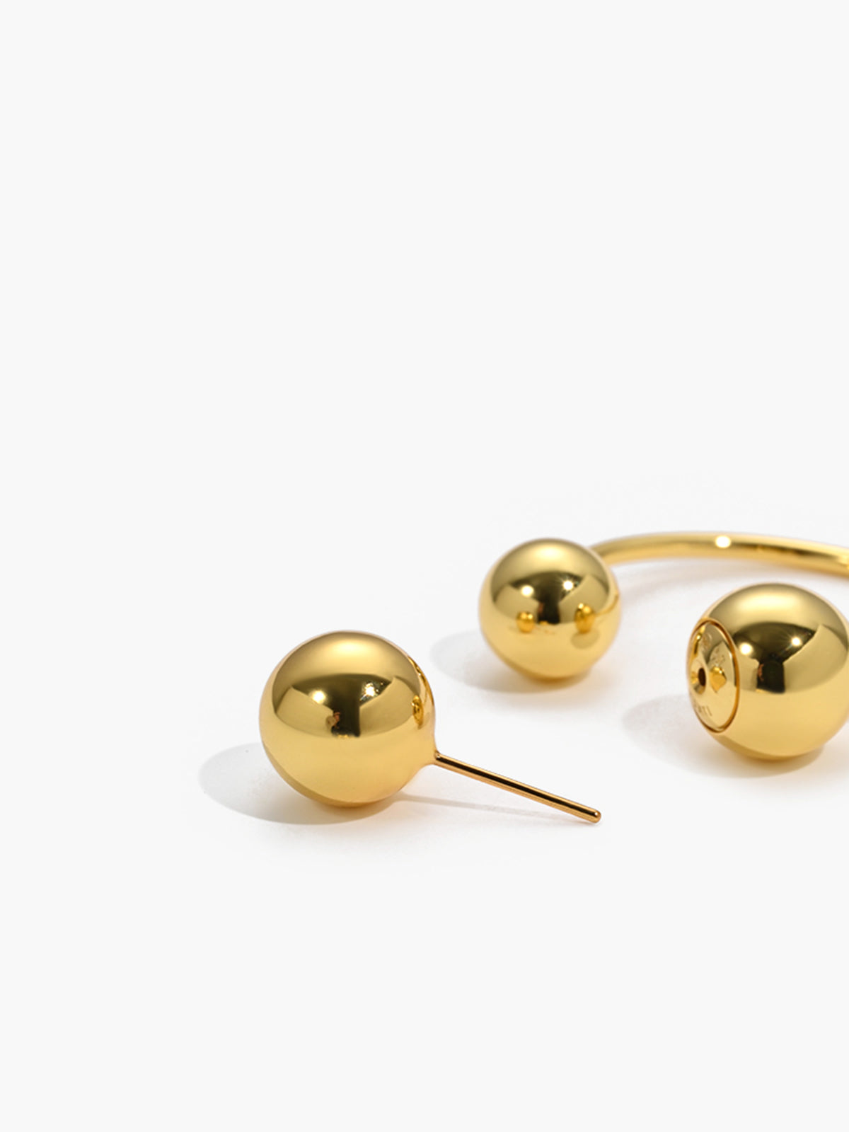 Golden Ball Stud Hoop Earrings-Chicvia