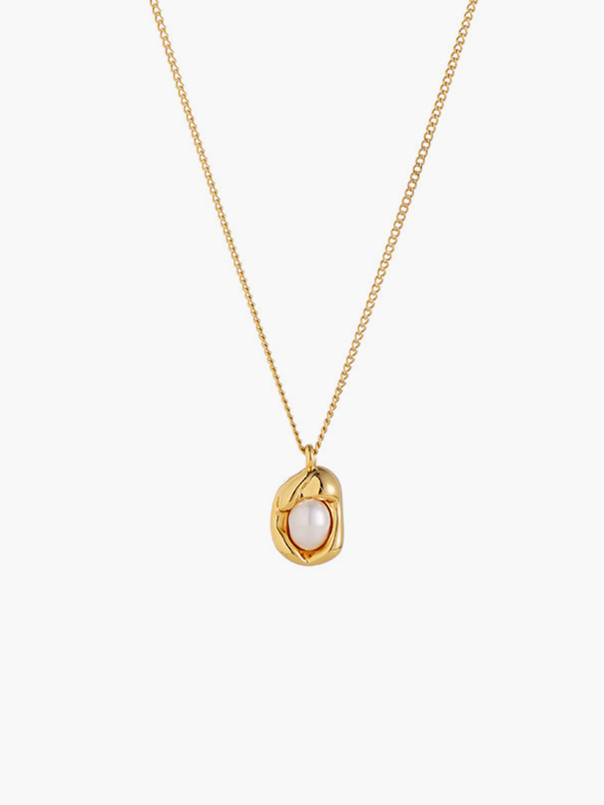 Golden Decor Pearl Pendant Necklace-Chicvia