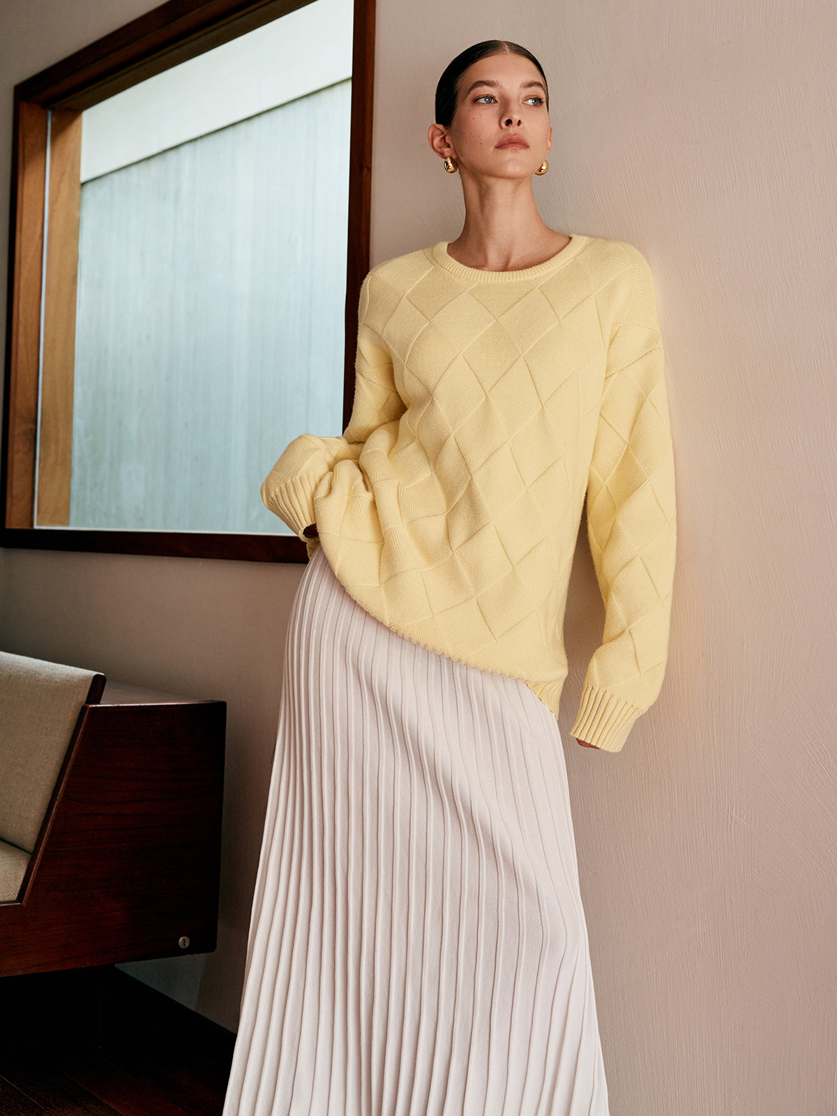 Plain Diamond Sweater-Chicvia