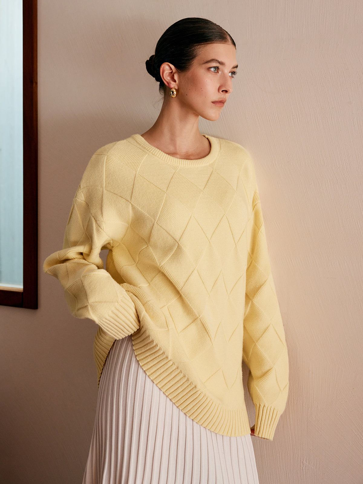 Plain Diamond Sweater-Chicvia