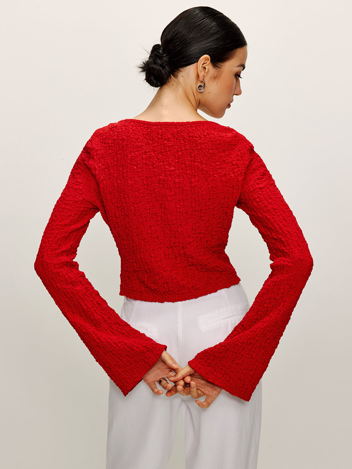 Cotton Blends Tie Front Soft Blouse-Chicvia