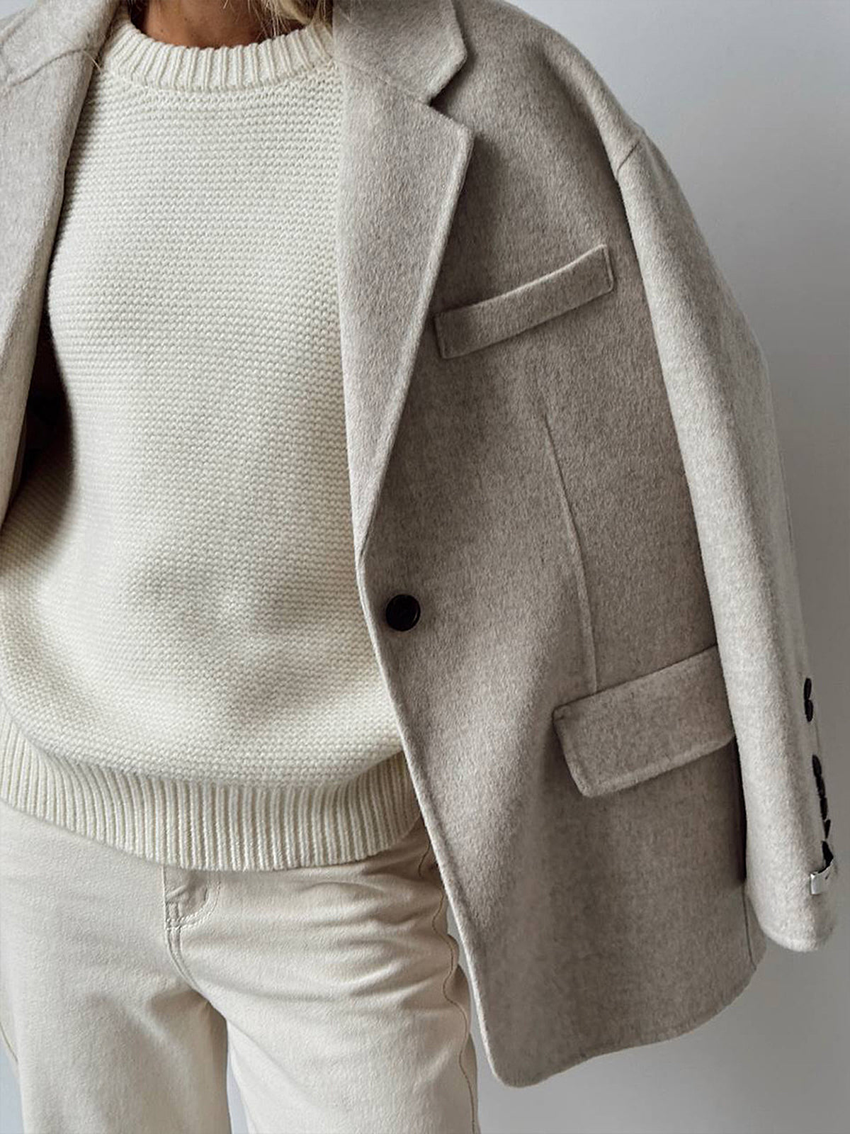 Cotton Blends Mechanism Knitting Sweater-Chicvia