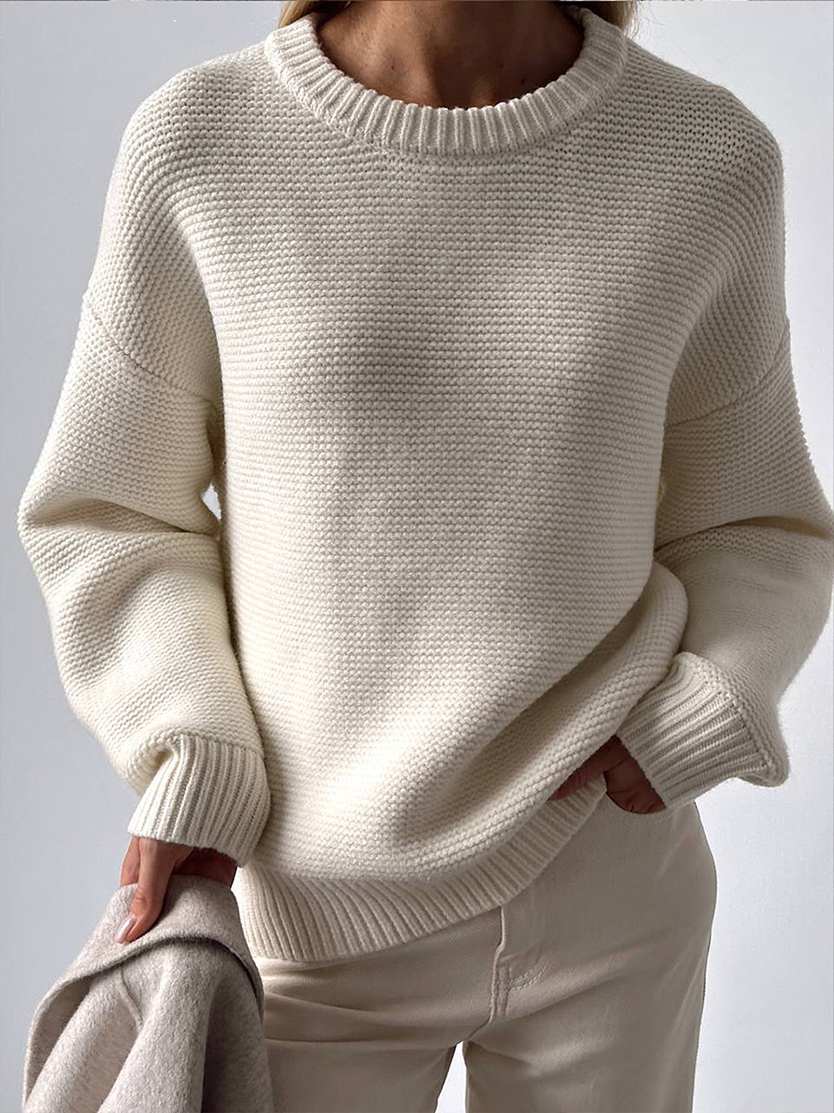 Cotton Blends Mechanism Knitting Sweater-Chicvia