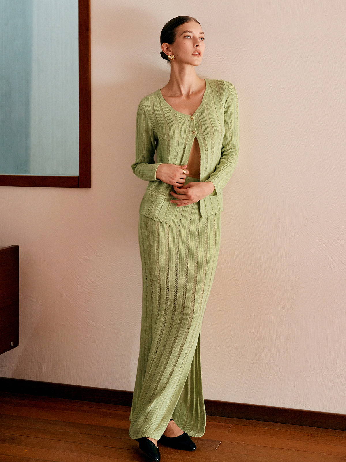 Ribbed Split Sweater Co-ords-Chicvia