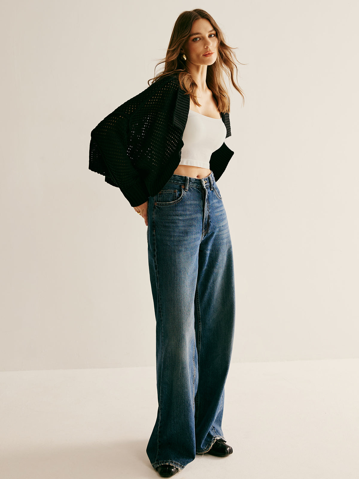 Plain Hollow Versatile Cardigan-Chicvia