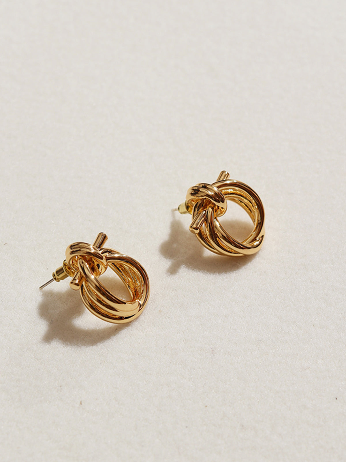 Golden Knotted Earrings-Chicvia