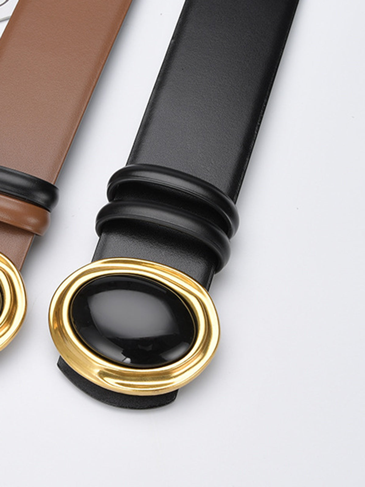 Golden Oval Buckle Belt-Chicvia