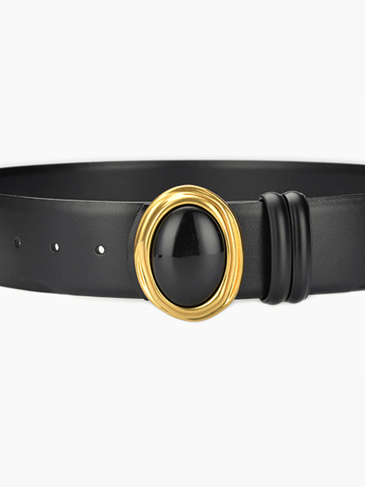 Golden Oval Buckle Belt-Chicvia