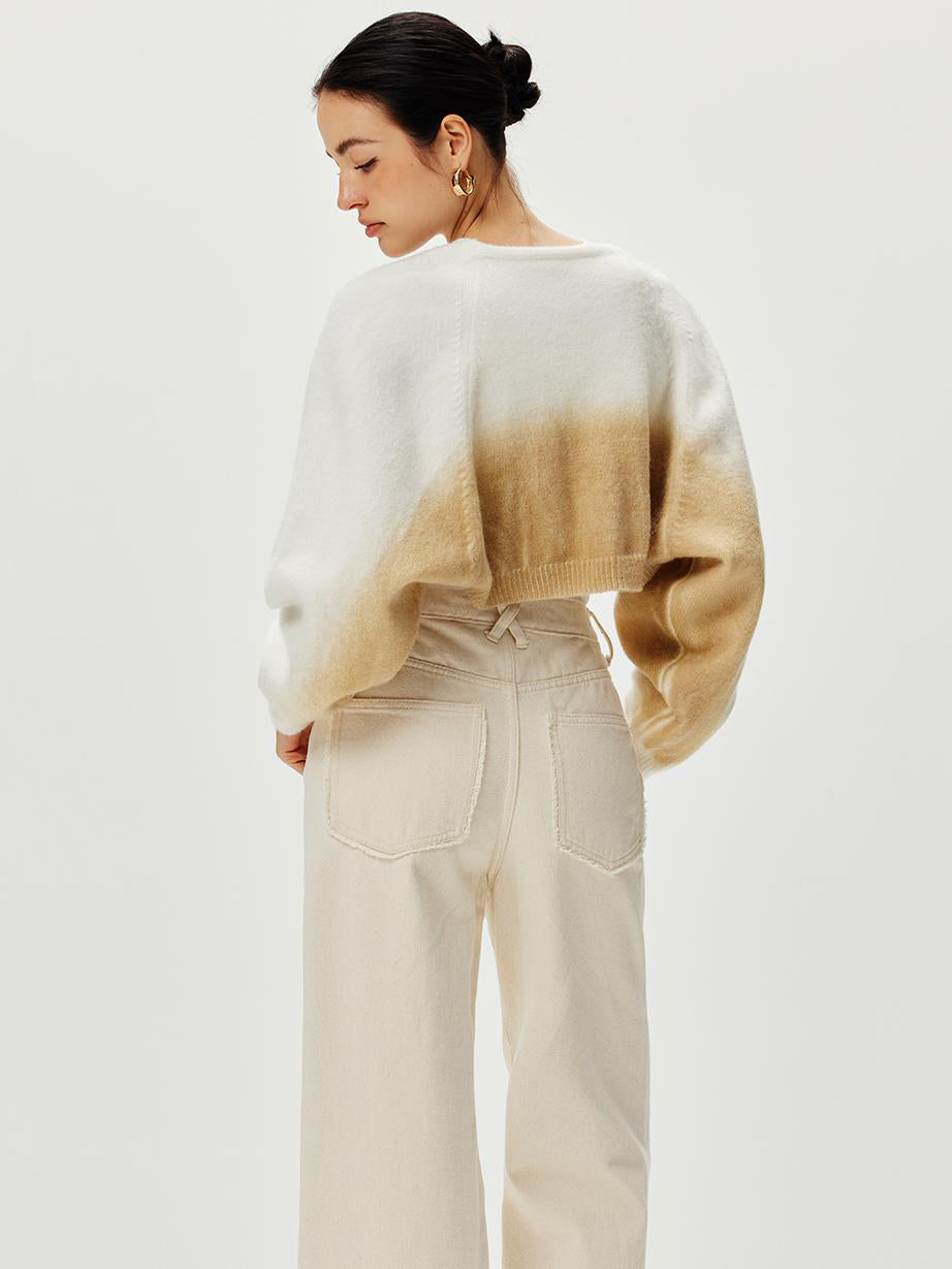 Oversized Gradient Knit Outerwear-Chicvia